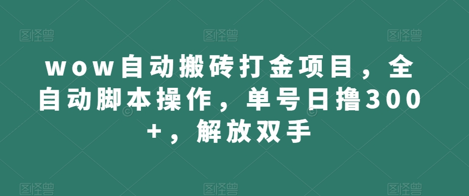 wow自动搬砖打金项目，全自动脚本操作，单号日撸300+，解放双手【揭秘】-副业宇宙