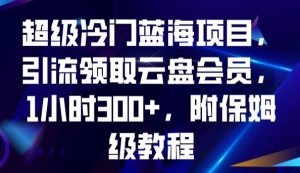 超级冷门蓝海项目，引流领取云盘会员，1小时300+，附保姆级教程-副业宇宙