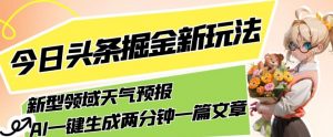 今日头条掘金新玩法，关于新型领域天气预报，AI一键生成两分钟一篇文章，复制粘贴轻松月入5000+-副业宇宙