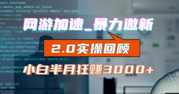 网游加速邀新，狂吃提成，适合小白，首月破千（v2.0版教程）【揭秘】-副业宇宙