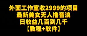 外面工作室收2999的项目最新美女无人撸音浪日收益几百到几千【教程+软件】(仅揭秘)-副业宇宙