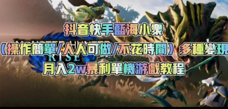 抖音快手蓝海小众（操作简单人人可做不花时间）多种变现月入2w＋暴利单机游戏教程-副业宇宙