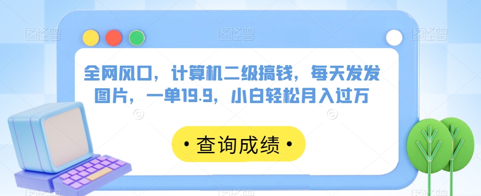 全网风口，计算机二级搞钱，每天发发图片，一单19.9，小白轻松月入过万【揭秘】-副业宇宙