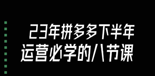 大牙·23年下半年拼多多运营必学的八节课（18节完整）-副业宇宙