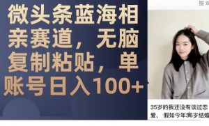 微头条蓝海相亲赛道,无脑复制粘贴,单账号日入100+-副业宇宙
