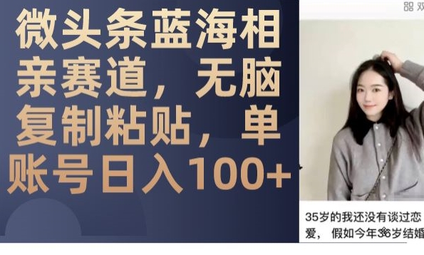 微头条蓝海相亲赛道，无脑复制粘贴，单账号日入100+-副业宇宙