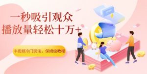 中视频冷门玩法，一秒吸引观众，播放量轻松十万+，保姆级教程【揭秘】-副业宇宙