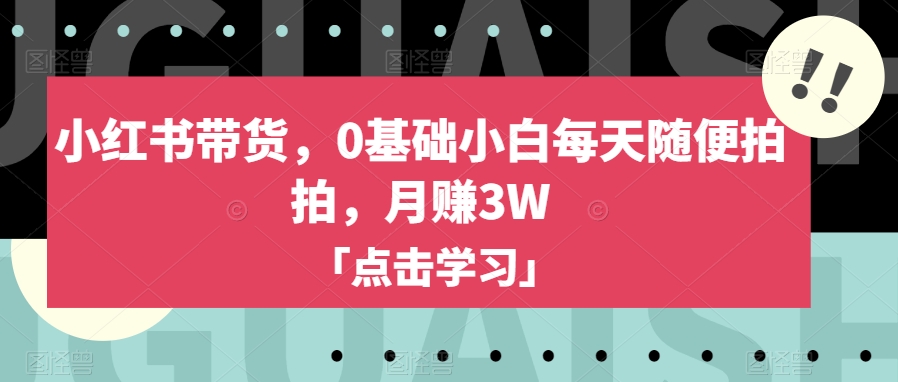 小红书带货，0基础小白每天随便拍拍，月赚3W【揭秘】-副业宇宙