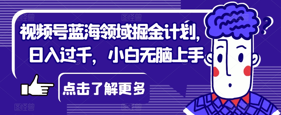 视频号蓝海领域掘金计划，日入过千，小白无脑上手【揭秘】-副业宇宙