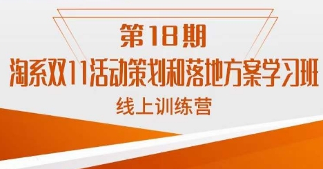 南掌柜·淘系双11活动策划和落地方案线上课18期-副业宇宙