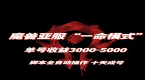 魔兽亚服一命模式,10天成号-单号3千-5千,脚本全自动操作,保姆级教学【揭秘】-副业宇宙