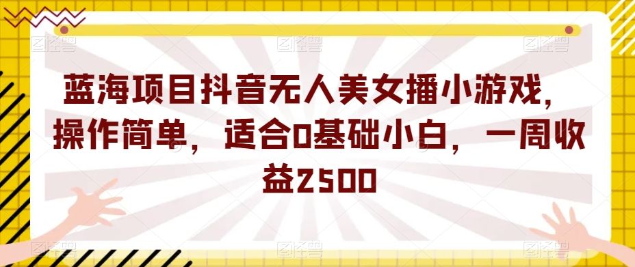 蓝海项目抖音无人美女播小游戏，操作简单，适合0基础小白，一周收益2500【揭秘】-副业宇宙