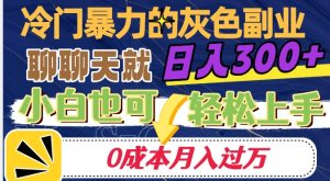 冷门暴利的副业项目，聊聊天就能日入300+，0成本月入过万【揭秘】-副业宇宙