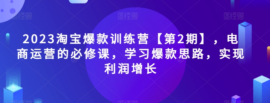 2023淘宝爆款训练营【第2期】，电商运营的必修课，学习爆款思路，实现利润增长-副业宇宙