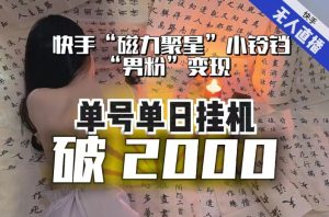 【日入破2000】快手无人直播不进人?“磁力聚星”没收益?不会卡屏、卡同城流量?最新课程会通通解决!-副业宇宙