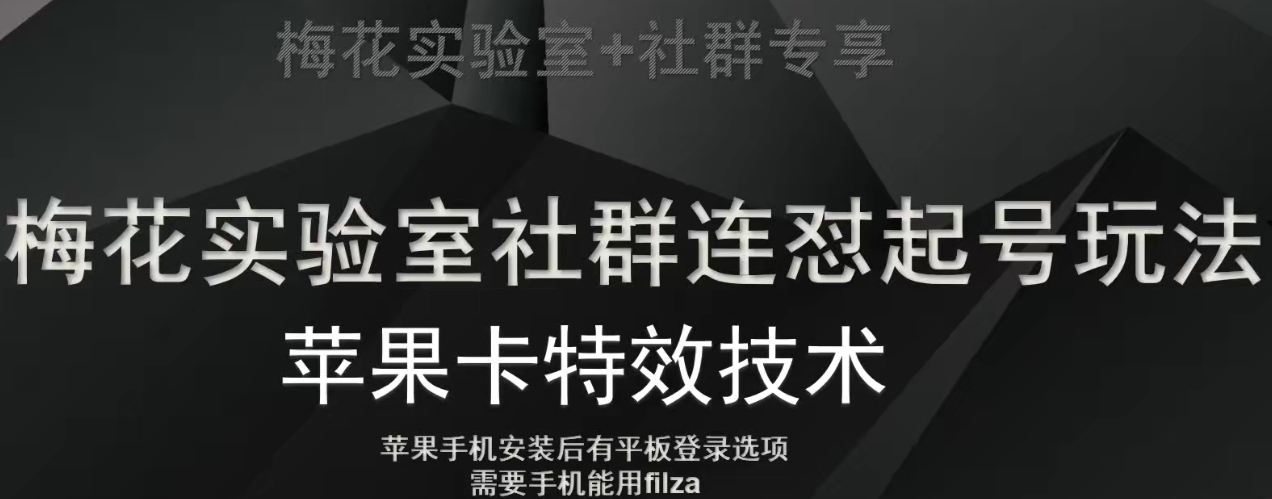 梅花实验室社群视频号连怼起号玩法，最新苹果卡特效技术-副业宇宙