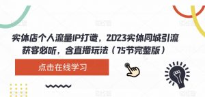 实体店个人流量IP打造,2023实体同城引流获客必听,含直播玩法(75节完整版)-副业宇宙
