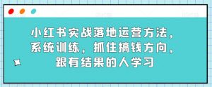 小红书实战落地运营方法，系统训练，抓住搞钱方向，跟有结果的人学习-副业宇宙