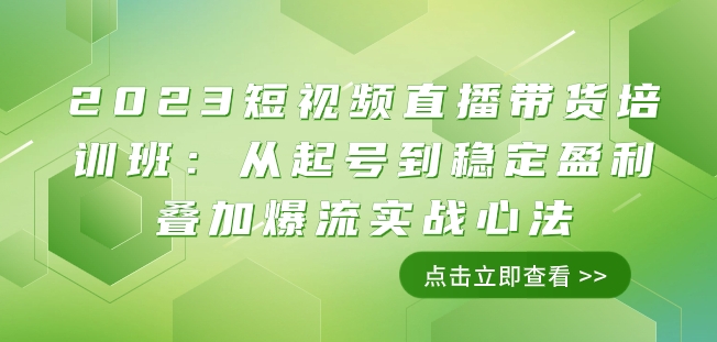 2023短视频直播带货培训班：从起号到稳定盈利叠加爆流实战心法（11节课）-副业宇宙