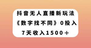 抖音无人直播新玩法，数字找不同，7天收入1500+【揭秘】-副业宇宙