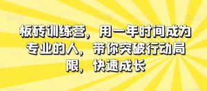 板砖训练营，用一年时间成为专业的人，带你突破行动局限，快速成长-副业宇宙