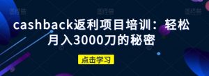 cashback返利项目培训:轻松月入3000刀的秘密-副业宇宙