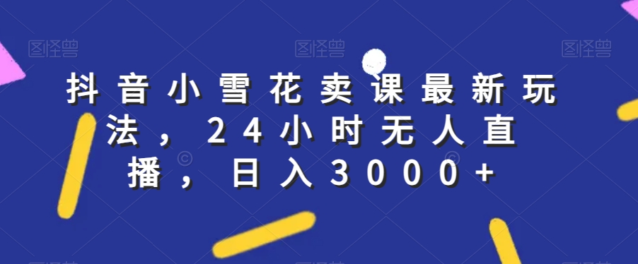 抖音小雪花卖课最新玩法，24小时无人直播，日入3000+【揭秘】-副业宇宙