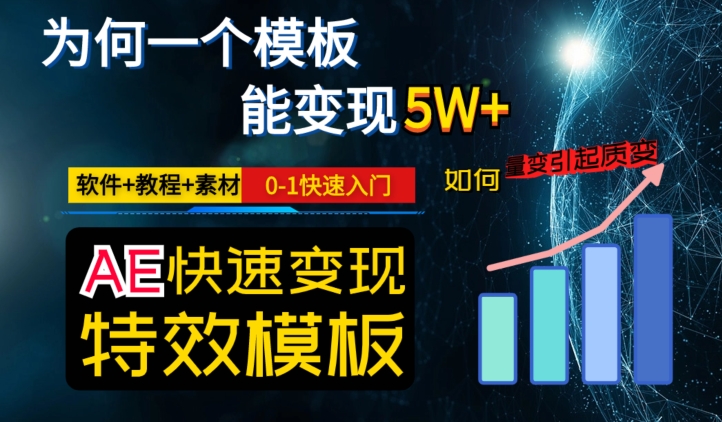 AE视频特效模板变现月入3-5W，0-1快速入门，软件+教程+素材-副业宇宙