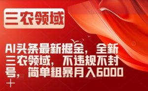 AI头条最新掘金，全新三农领域，不违规不封号，简单粗暴月入6000＋【揭秘】-副业宇宙