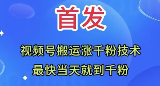 全网首发：视频号无脑搬运涨千粉技术，最快当天到千粉【揭秘】-副业宇宙
