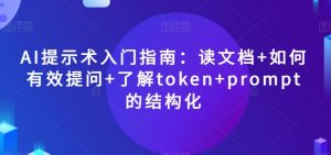 AI提示术入门指南:读文档+如何有效提问+了解token+prompt的结构化【揭秘】-副业宇宙