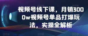 视频号线下课，月销3000w视频号单品打爆玩法，实操全解析-副业宇宙