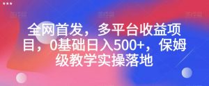 全网首发，多平台收益项目，0基础日入500+，保姆级教学实操落地【揭秘】-副业宇宙