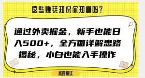 通过外卖掘金，新手也能日入500+，全方面详解思路揭秘，小白也能上手操作【揭秘】-副业宇宙