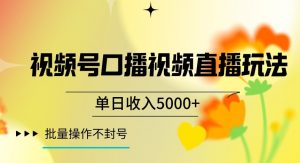 视频号囗播视频直播玩法,单日收入5000+,批量操作不封号【揭秘】-副业宇宙