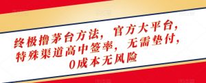终极撸茅台方法,官方大平台,特殊渠道高中签率,无需垫付,0成本无风险【揭秘】-副业宇宙