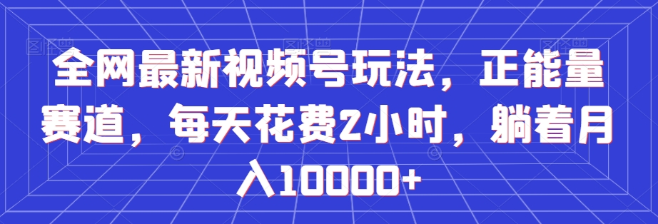 全网最新视频号玩法，正能量赛道，每天花费2小时，躺着月入10000+【揭秘】-副业宇宙