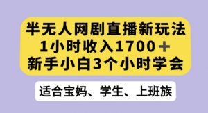 半无人网剧直播新玩法，1小时收入1700+，新手小白3小时学会【揭秘】-副业宇宙