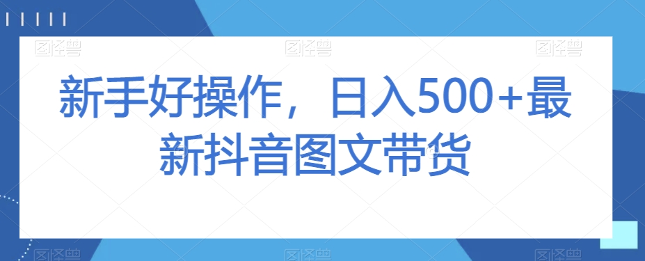 新手好操作，日入500+最新抖音图文带货【揭秘】-副业宇宙