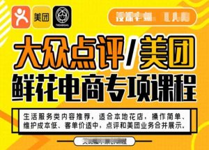 大众点评/美团鲜花电商专项课程，操作简单、维护成本低、客单价适中，点评和美团业务合并展示-副业宇宙