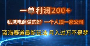 一单利润200私域电商做的好，一个人顶一家公司蓝海赛道最新玩法【揭秘】-副业宇宙