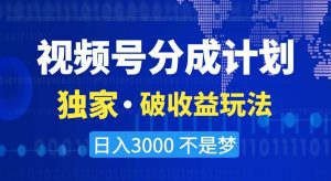 视频号分成计划,独家·破收益玩法,日入3000不是梦【揭秘】-副业宇宙