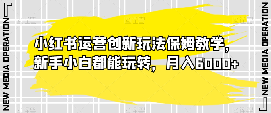 小红书运营创新玩法保姆教学，新手小白都能玩转，月入6000+【揭秘】-副业宇宙
