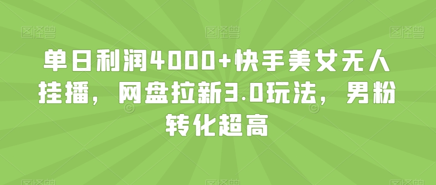 单日利润4000+快手美女无人挂播，网盘拉新3.0玩法，男粉转化超高【揭秘】-副业宇宙