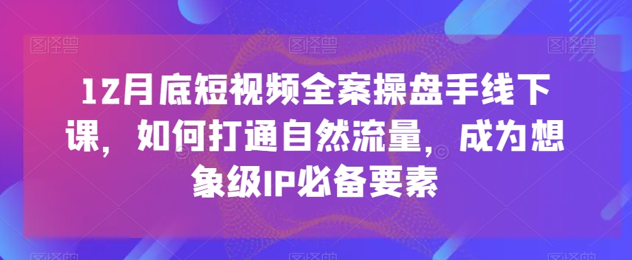 12月底短视频全案操盘手线下课，如何打通自然流量，成为想象级IP必备要素-副业宇宙