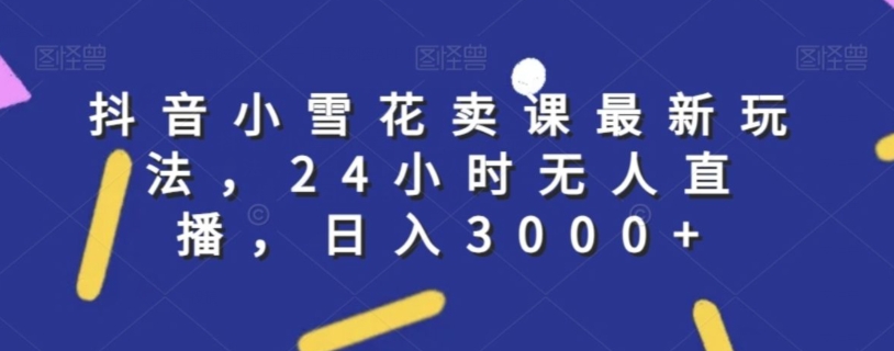 抖音小雪花卖课最新玩法，24小时无人直播，日入3000+【揭秘】-副业宇宙