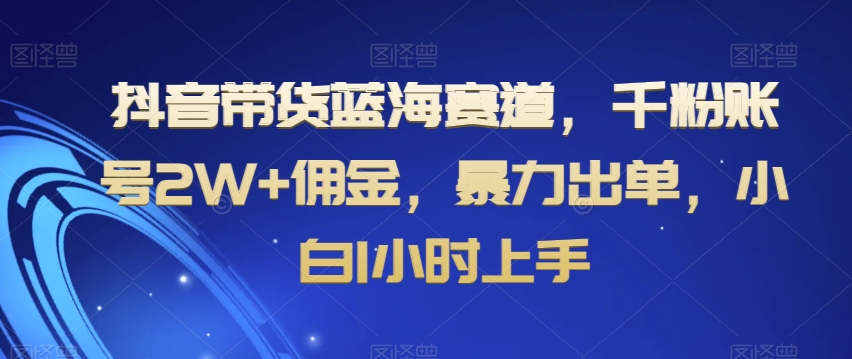 抖音带货蓝海赛道，千粉账号2W+佣金，暴力出单，小白1小时上手【揭秘】-副业宇宙