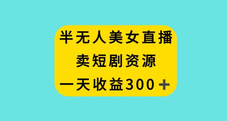 半无人美女直播，卖短剧资源，一天收益300+【揭秘】-副业宇宙