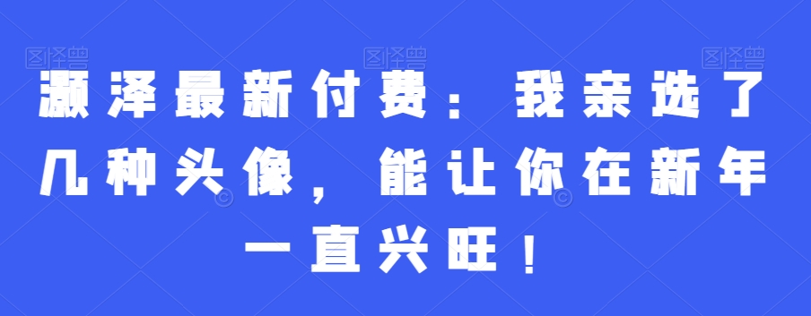 灏泽最新付费：我亲选了几种头像，能让你在新年一直兴旺！-副业宇宙