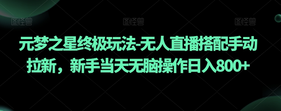 元梦之星终极玩法-无人直播搭配手动拉新，新手当天无脑操作日入800+【揭秘】-副业宇宙